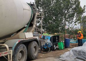 混凝土泵送濕噴機施工現(xiàn)場